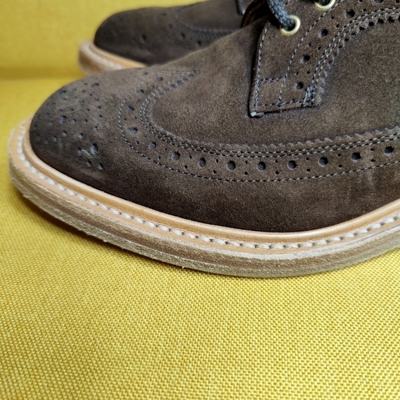 END. X TRICKER'S RICHARD GOLOSH BROGUE Chocolate Repello Suede LIMITED Men's 7.5 - Picture 6 of 13